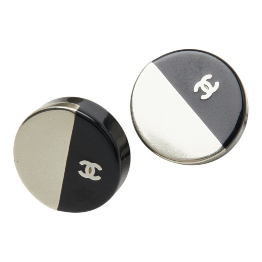 CHANEL Silver Logo Earrings
